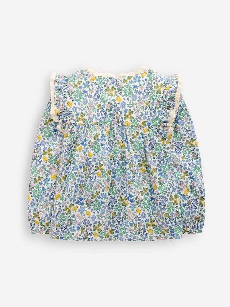 Boden Multi Dorothy Smocked Ruffle 100% Cotton Blouse - Image 2 of 3
