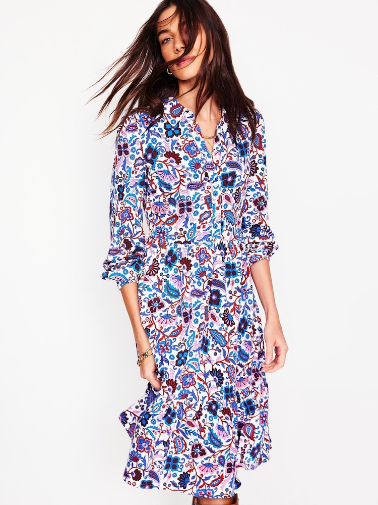 Boden Cream Jemima Tiered Jersey Dress - Image 1 of 5