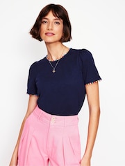 Boden Blue Ali 100% Cotton Jersey T-Shirt - Image 2 of 5