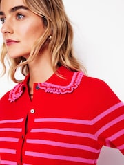 Boden Red Jessie Frill Collared Cardigan - Image 2 of 7
