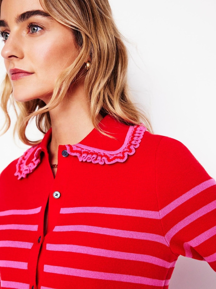 Boden Red Jessie Frill Collared Cardigan - Image 2 of 7