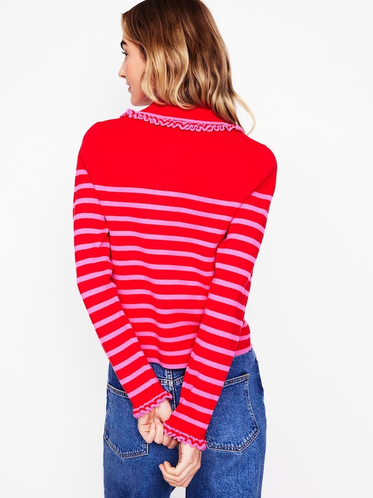 Boden Red Jessie Frill Collared Cardigan - Image 3 of 7