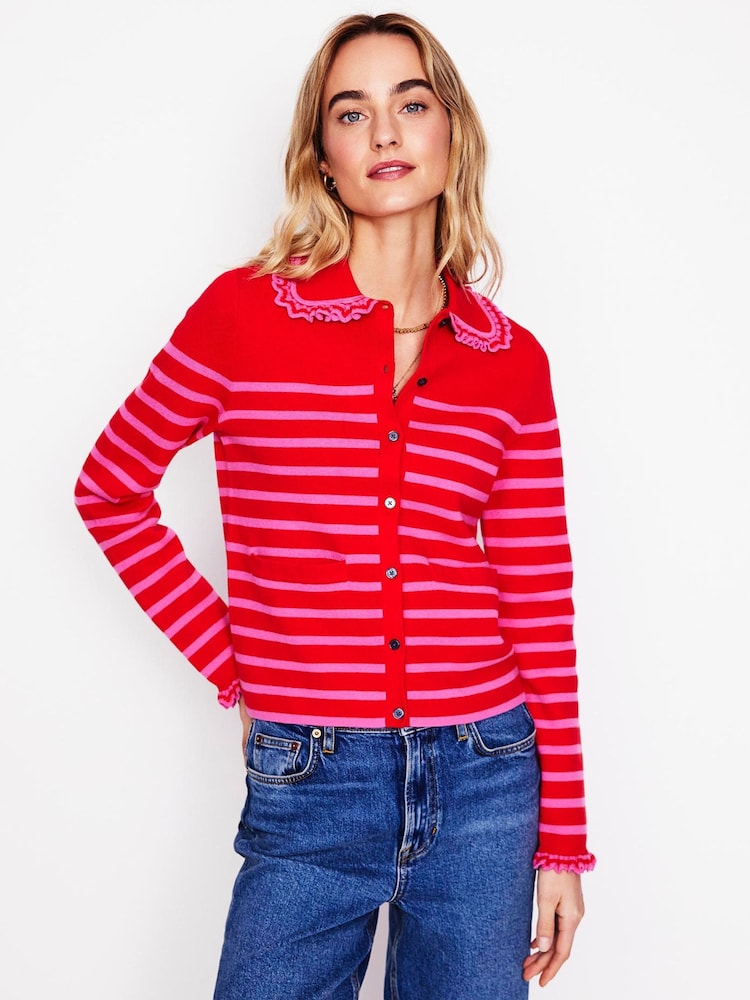 Boden Red Jessie Frill Collared Cardigan - Image 4 of 7