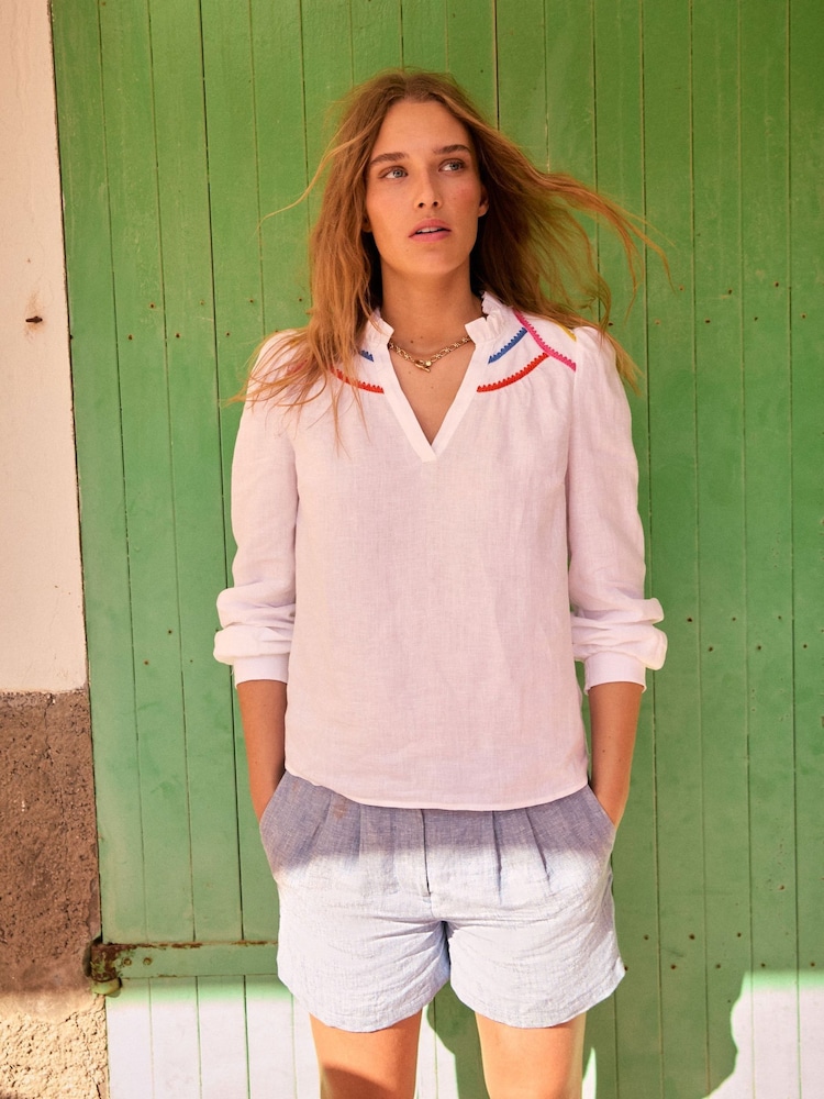 Boden Blue Dulwich 100% Linen Shorts - Image 1 of 1