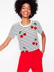 Boden Cream Relaxed Novelty T-Shirt - Image 1 of 5