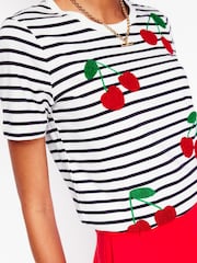 Boden Cream Relaxed Novelty T-Shirt - Image 2 of 5