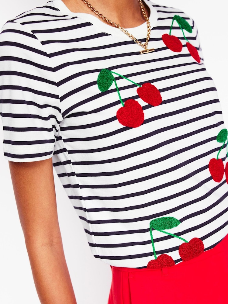 Boden Cream Relaxed Novelty T-Shirt - Image 2 of 5