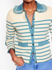Boden Blue Jessie Frill Collared Cardigan - Image 3 of 7