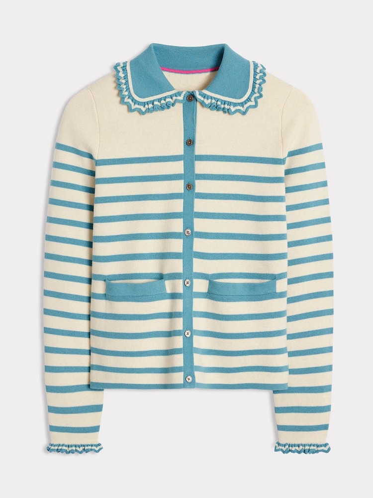 Boden Blue Jessie Frill Collared Cardigan - Image 6 of 7