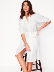 Boden White Ada 100% Linen Short Dress - Image 1 of 5
