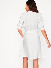 Boden White Ada 100% Linen Short Dress - Image 3 of 5