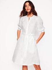 Boden White Ada 100% Linen Short Dress - Image 4 of 5