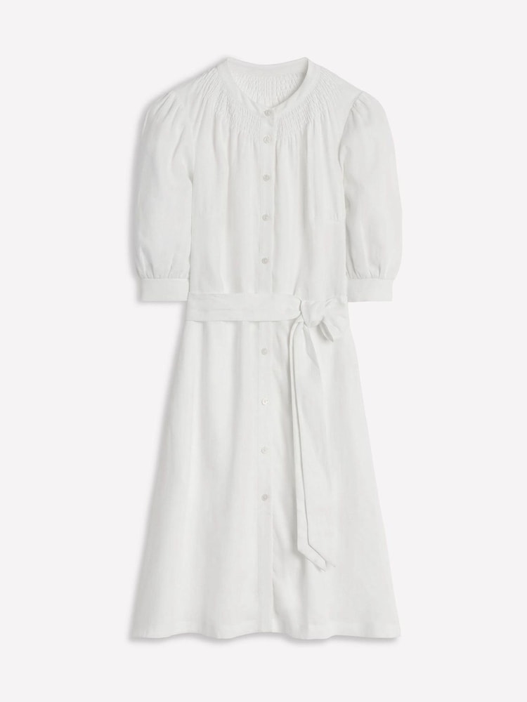 Boden White Ada 100% Linen Short Dress - Image 5 of 5