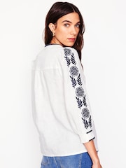 Boden Cream Alicia Linen Top - Image 3 of 5