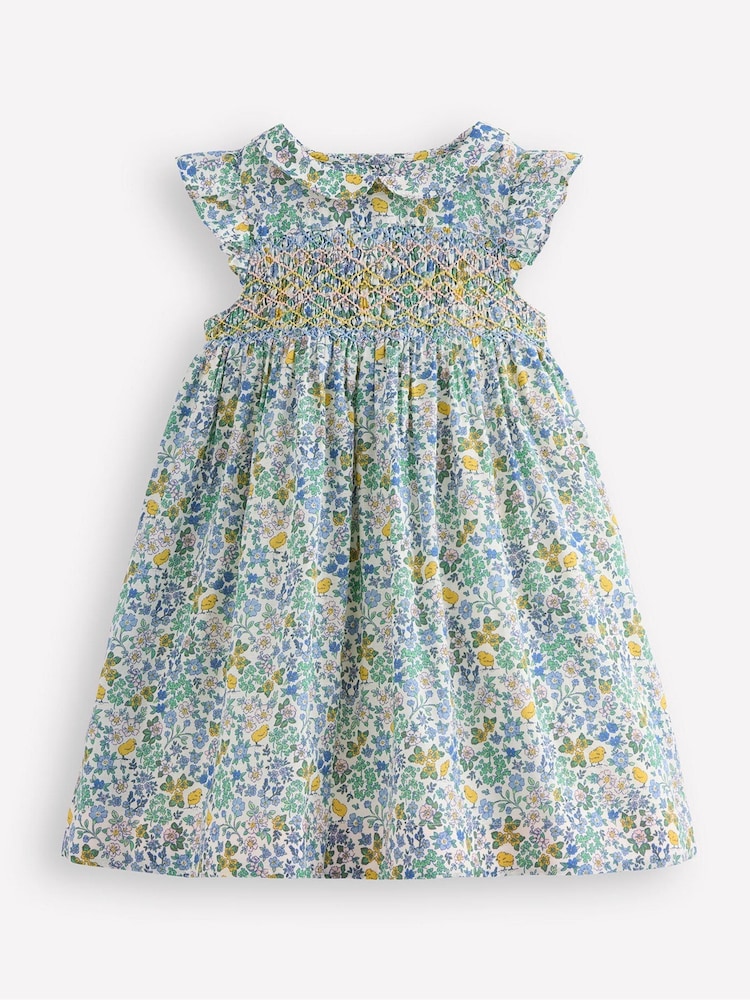 Boden Cream Adeline Smocked 100% Cotton Dress - Image 1 of 4