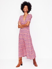 Boden Red Kristen Pleated Jersey Dress - Image 2 of 6