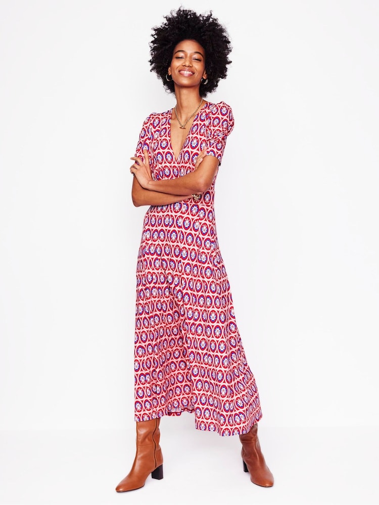 Boden Red Kristen Pleated Jersey Dress - Image 2 of 6 Boden Red Kristen Pleated Jersey Dress - Image 2 of 6
