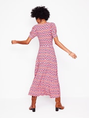 Boden Red Kristen Pleated Jersey Dress - Image 3 of 6