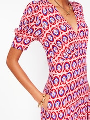 Boden Red Kristen Pleated Jersey Dress - Image 4 of 6