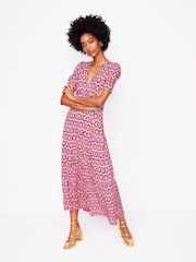 Boden Red Kristen Pleated Jersey Dress - Image 5 of 6