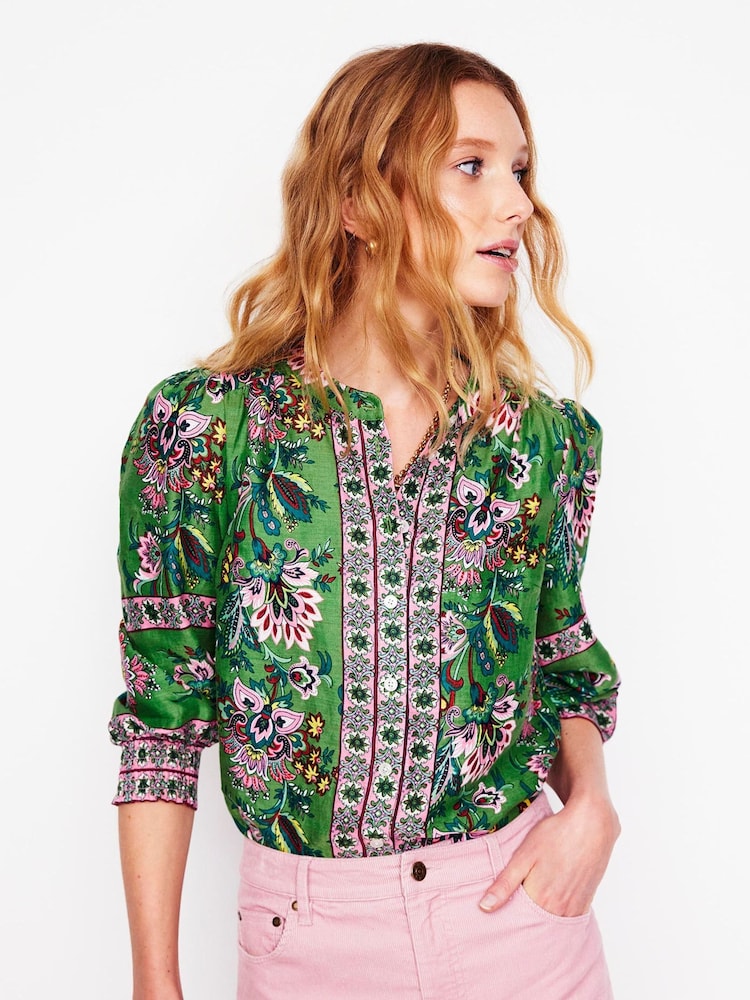 Boden Green Alicia Linen Top - Image 1 of 7