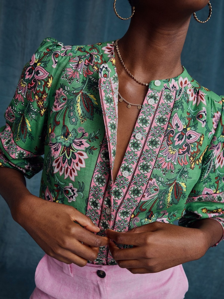 Boden Green Alicia Linen Top - Image 2 of 7