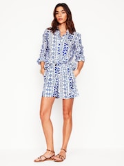 Boden Blue Chrome Dulwich 100% Linen Shorts - Image 4 of 5