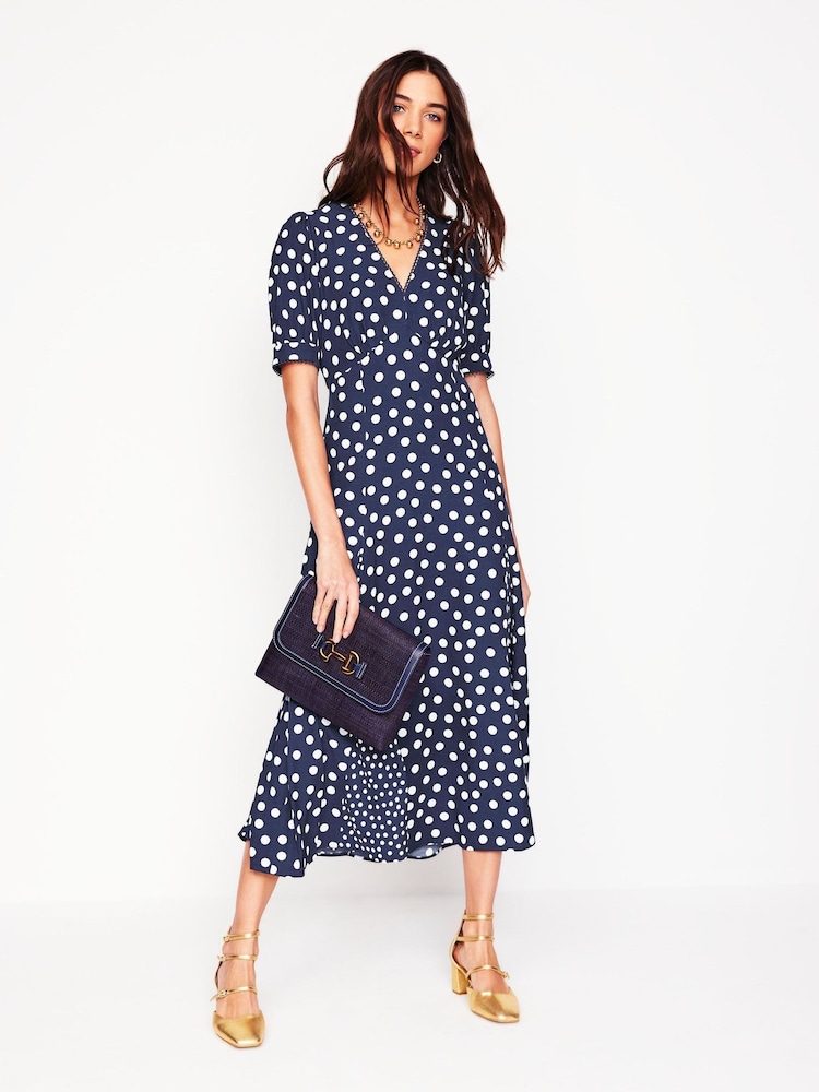 Boden Blue Rosie Godet Tea Dress - Image 6 of 7