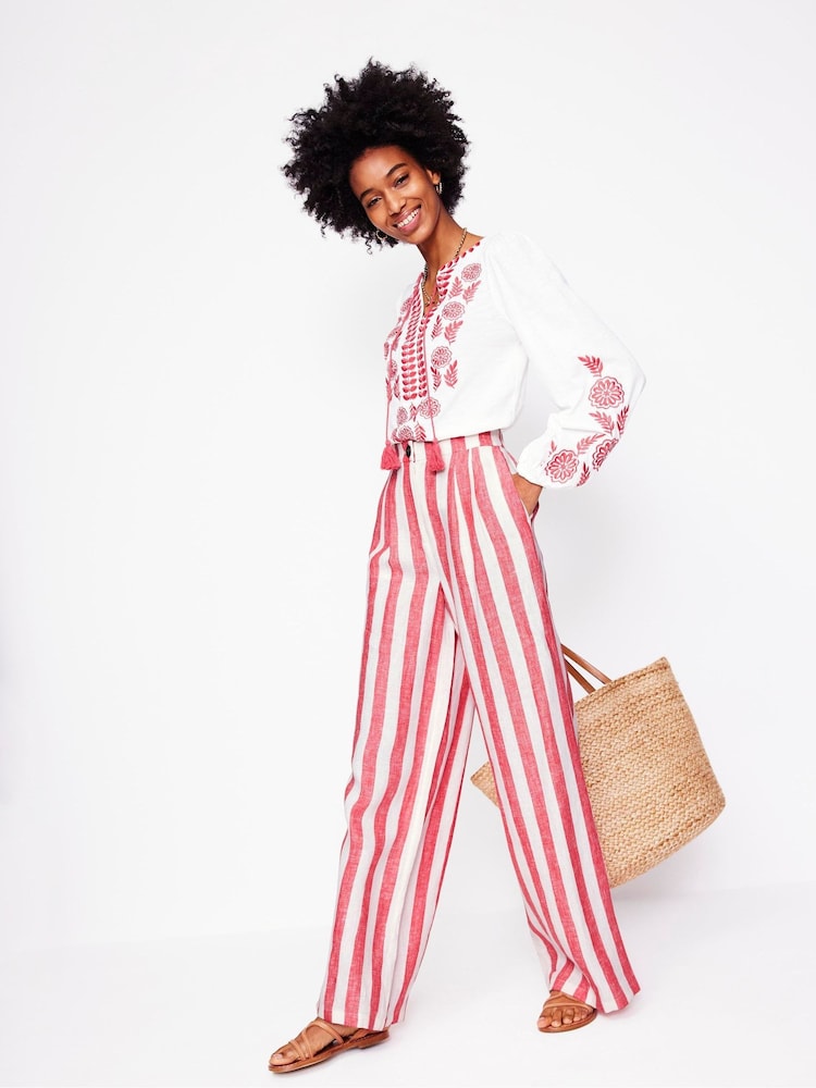 Boden Pink Dulwich Linen 100% Cotton Trousers - Image 1 of 7