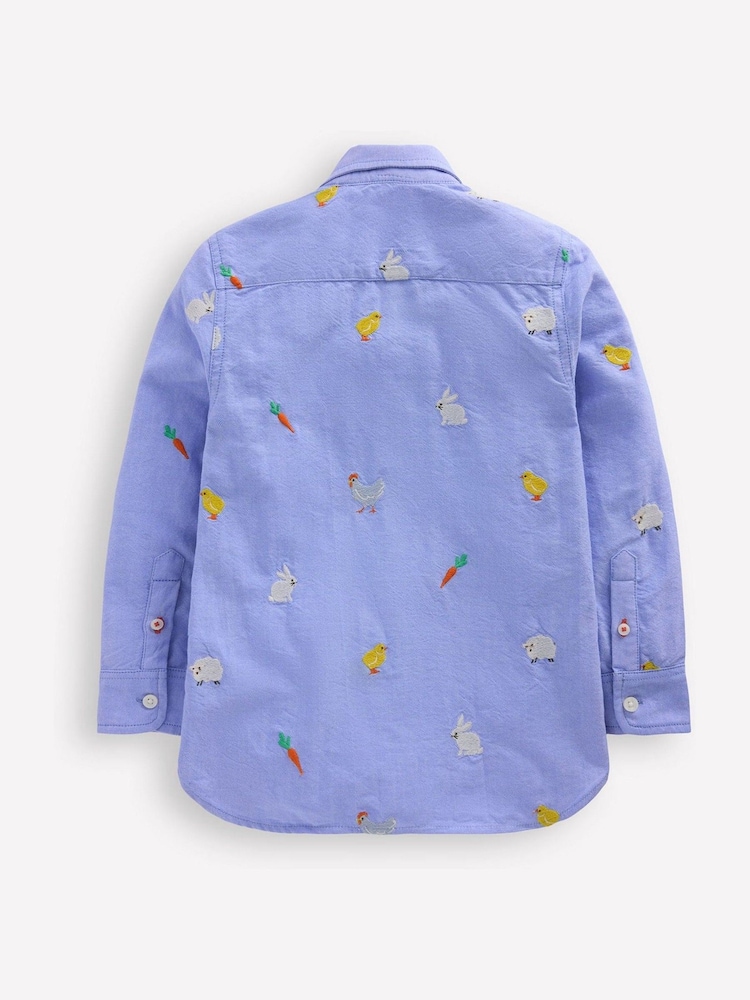 Boden Blue Embroidered 100% Cotton Shirt - Image 2 of 4