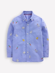 Boden Blue Embroidered 100% Cotton Shirt - Image 3 of 4