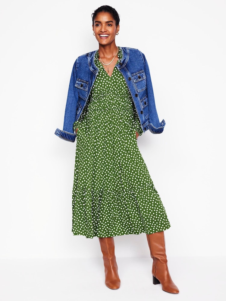 Boden Green Rosamund Jersey Midi Tea Dress - Image 1 of 6