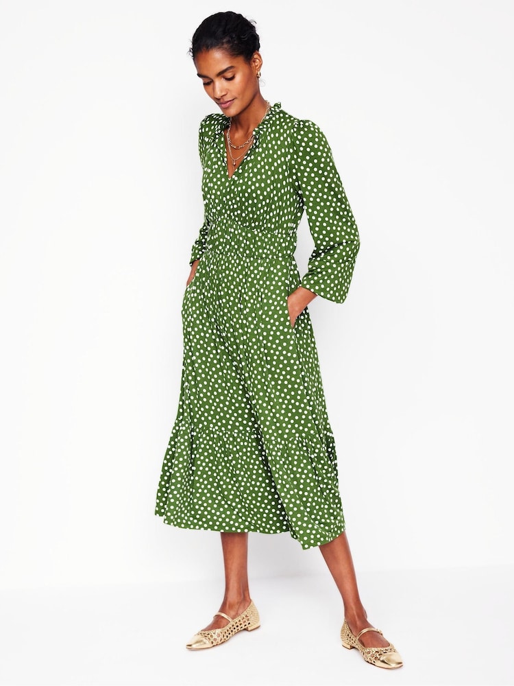 Boden Green Rosamund Jersey Midi Tea Dress - Image 2 of 6