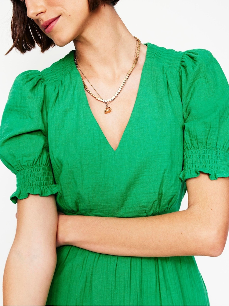 Boden Green Anna Double Cloth Short 100% Cotton Dress - Image 2 of 5