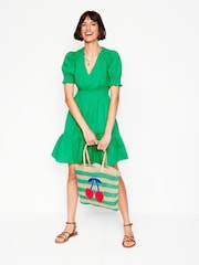 Boden Green Anna Double Cloth Short 100% Cotton Dress - Image 4 of 5
