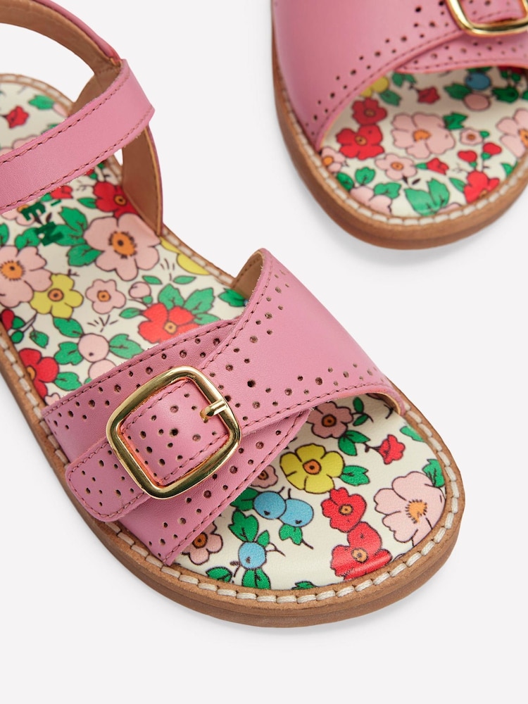 Boden Pink Leather Buckle Sandals - Image 3 of 3