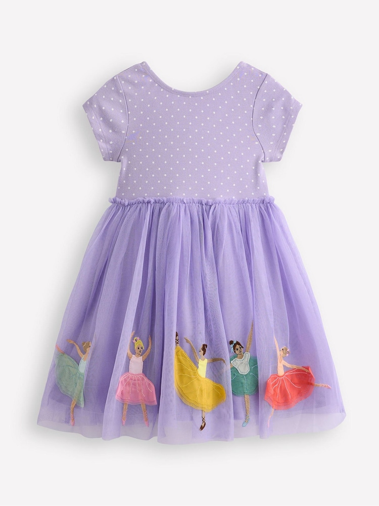 Boden Purple Ballerina Ami Appliqué Tulle Dress - Image 2 of 3