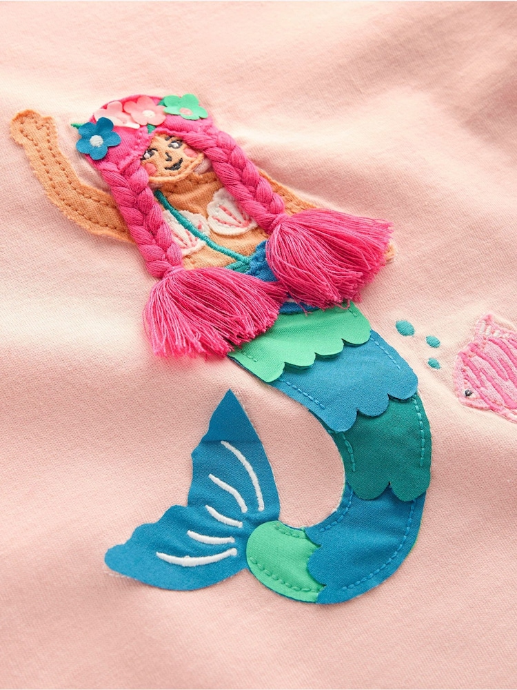 Boden Pink Mermaid Short Sleeve Applique 100% Cotton T-Shirt - Image 4 of 4 Boden Pink Mermaid Short Sleeve Applique 100% Cotton T-Shirt - Image 4 of 4