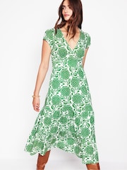 Boden Green Tiered Jersey Midi Dress - Image 4 of 6