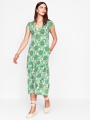 Boden Green Tiered Jersey Midi Dress - Image 5 of 6