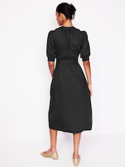 Boden Black Ada 100% Linen Midi Dress - Image 4 of 6