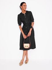 Boden Black Ada 100% Linen Midi Dress - Image 5 of 6