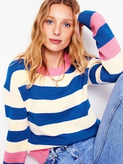 Boden Blue Lucinda 100% Cotton Striped Jumper - Image 1 of 7