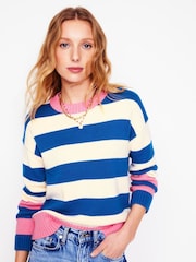 Boden Blue Lucinda 100% Cotton Striped Jumper - Image 5 of 7
