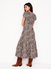 Boden Brown Tiered Jersey Midi Dress - Image 3 of 5