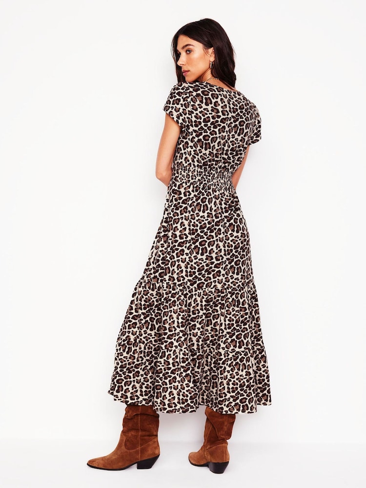 Boden Brown Tiered Jersey Midi Dress - Image 3 of 5