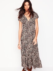 Boden Brown Tiered Jersey Midi Dress - Image 4 of 5