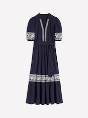 Boden Blue Amara Embroidered 100% Cotton Jersey Dress - Image 6 of 6
