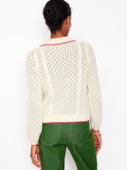 Boden Cream Embroidered 100% Cotton Cardigan - Image 2 of 6