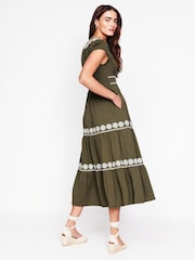 Boden Green Embroidered Jersey Dress - Image 3 of 6